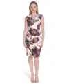 Calvin Klein Floral Sleeveless Sheath Dress In Multi