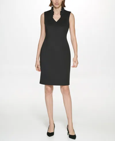 Calvin Klein Women's Sleeveless V-neck Sheath Dress In Black