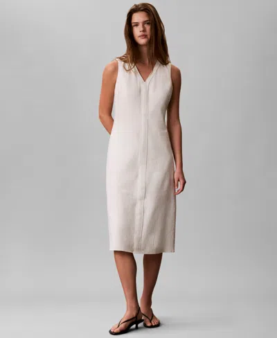 Calvin Klein Sleeveless Midi Dress In Neutral