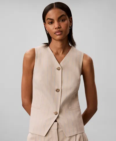 Calvin Klein Women's Sleeveless V-neck Tailored Vest In Neutral
