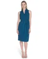 Calvin Klein Women's Sleeveless Wrap V-neck Sheath Dress In Blue