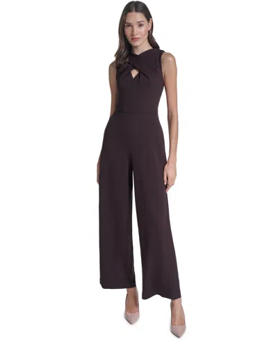 Calvin Klein Women's Sleeveless X-front Jumpsuit In Brown