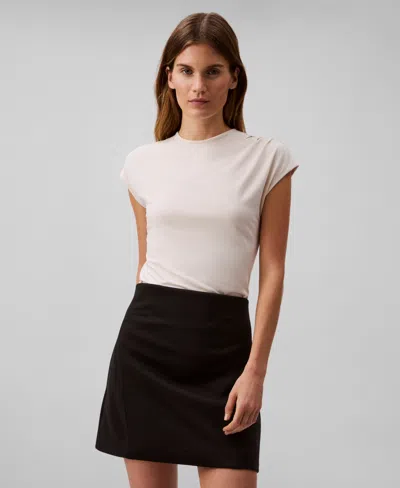 Calvin Klein Women's Slim-fit Matte Jersey Crewneck Tee In Brazilian Sand