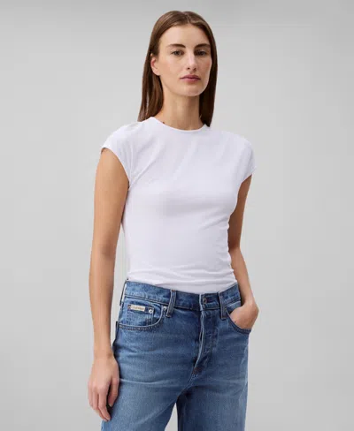 Calvin Klein Women's Slim-fit Matte Jersey Crewneck Tee In Brilliant White