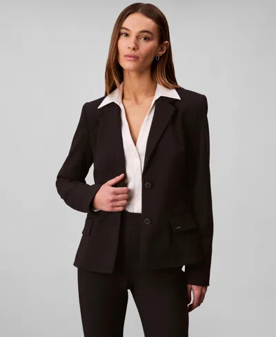 Calvin Klein Women's Slim-fit Ponte Tailored Blazer In Black
