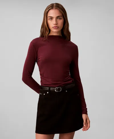 Calvin Klein Women's Slim Long Sleeve Mock Neck Top In Multi