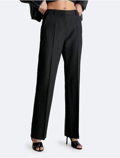 Calvin Klein Women's Slim Straight Woven Pants In Black