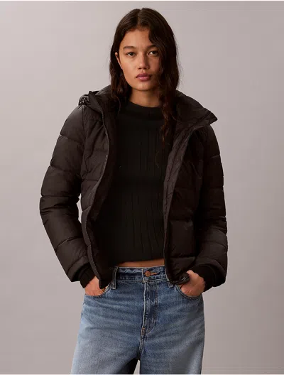 Calvin Klein Women's Slim Stretch Puffer Jacket In Brown