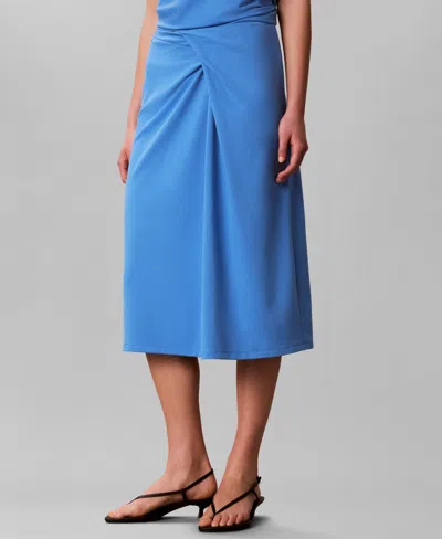 Calvin Klein Women's Slim-fit Midi Skirt In Blue