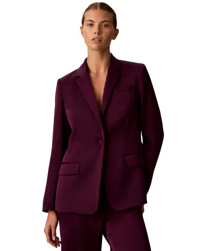 Calvin Klein Women's Slim-fit Notch-collar Satin Blazer In Multi
