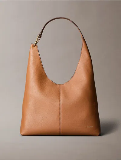 Calvin Klein Women's Slouchy Leather Medium Shoulder Bag In Brown