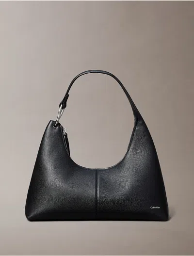 Calvin Klein Grained-effect Curved Tote Bag In Black