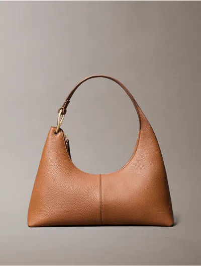 Calvin Klein Women's Slouchy Leather Shoulder Bag In Brown