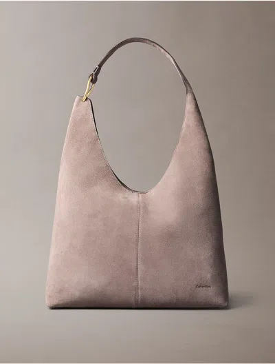 Calvin Klein Suede Shoulder Bag In Pink