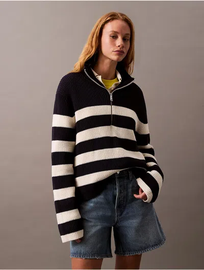 Calvin Klein Women's Smooth Cotton Chunky Quarter-zip Sweater