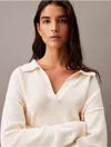 Calvin Klein Women's Smooth Cotton Polo Sweater