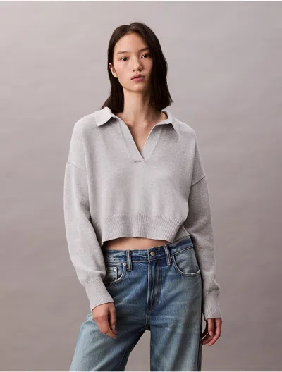 Calvin Klein Women's Smooth Cotton Polo Sweater