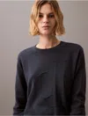 Calvin Klein Women's Smooth Cotton Relaxed Monogram Logo Sweater In Ink