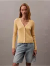 Calvin Klein Women's Smooth Cotton Rib Sweater Cardigan In Sahara Sun
