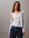 Calvin Klein Women's Smooth Cotton Rib Sweater Tank Top In Arctic Ice
