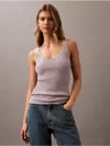 Calvin Klein Women's Smooth Cotton Rib Sweater Tank Top In Gull Grey