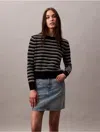 Calvin Klein Women's Smooth Cotton Stripe Crewneck Sweater