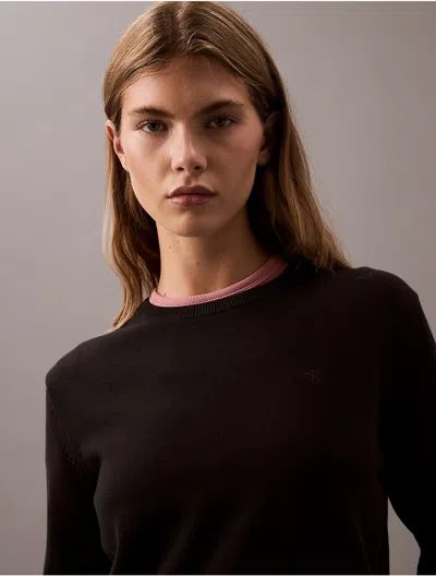 Calvin Klein Women's Smooth Cotton Sweater In Black