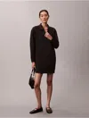 Calvin Klein Women's Smooth Mini Polo Sweatshirt Dress In Black