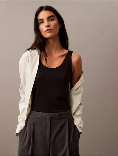 Calvin Klein Women's Soft Cotton Scoopneck Tank Top In Black