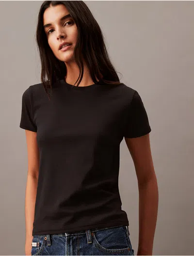 Calvin Klein Women's Soft Cotton Tee In Black Beauty