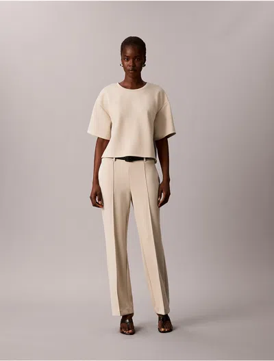Calvin Klein Women's Soft Pintuck Pull-on Belted Trousers In White