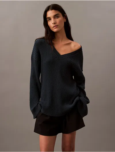 Calvin Klein Women's Soft Rib V-neck Sweater In Black