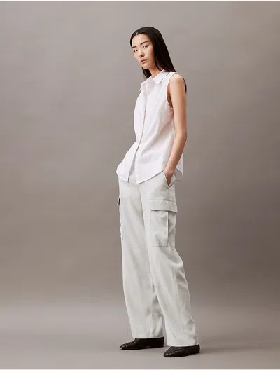 Calvin Klein Women's Soft Twill Cargo Pants In White