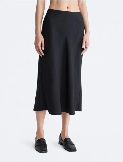 Calvin Klein Women's Soft Twill Midi Skirt In Black