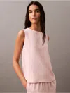 Calvin Klein Women's Solid Crewneck Shell Tank In Sepia Rose
