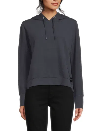 Calvin Klein Women's Solid Cropped Hoodie In Blue