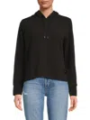 Calvin Klein Women's Solid Cropped Hoodie In Black