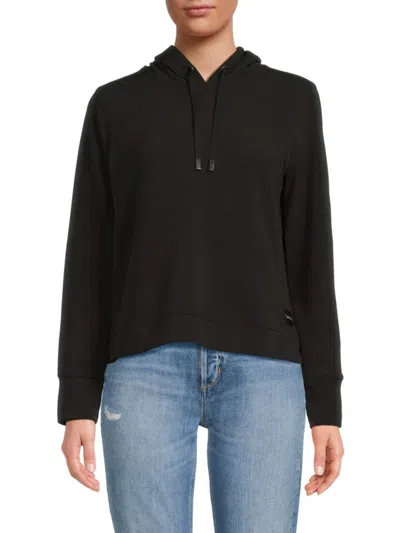 Calvin Klein Women's Solid Cropped Hoodie In Black