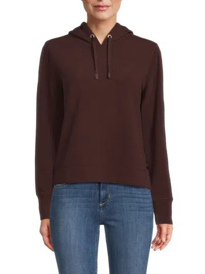 Calvin Klein Women's Solid Cropped Hoodie In Brown