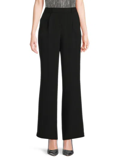 Calvin Klein Women's Solid Flat Front Pants In Black