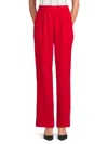 Calvin Klein Women's Solid Flat Front Pants In Red