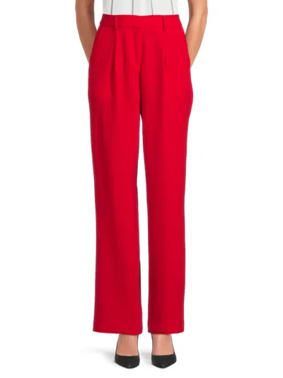 Calvin Klein Women's Solid Flat Front Pants In Red