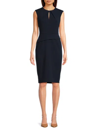 Calvin Klein Women's Solid Knee Length Dress In Indigo