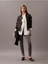 Calvin Klein Women's Solid Ponte Skinny Pants In Medium Grey Melange