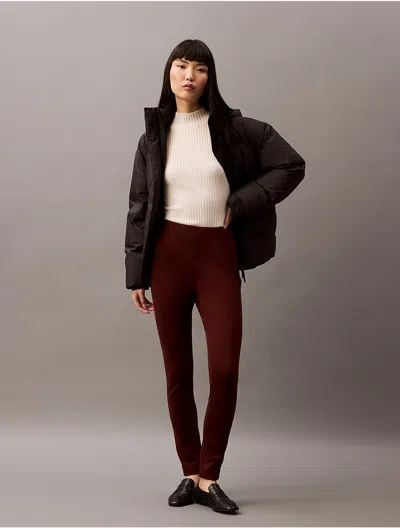 Calvin Klein Women's Solid Ponte Skinny Pants In Rusted Root