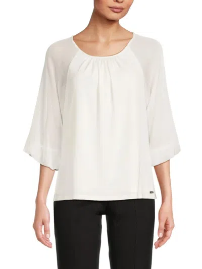 Calvin Klein Women's Solid Raglan Sleeve Top In Cream