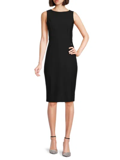 Calvin Klein Women's Solid Round Neck Sheath Dress In Indigo