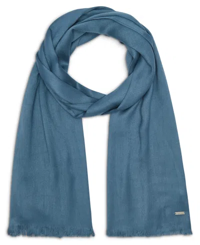 Calvin Klein Women's Solid Satin-feel Pashmina Scarf In Blue