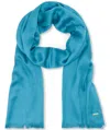 Calvin Klein Women's Solid Satin-feel Pashmina Scarf In Corsica Blue