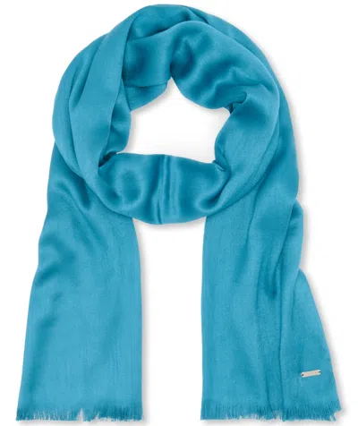 Calvin Klein Women's Solid Satin-feel Pashmina Scarf In Corsica Blue
